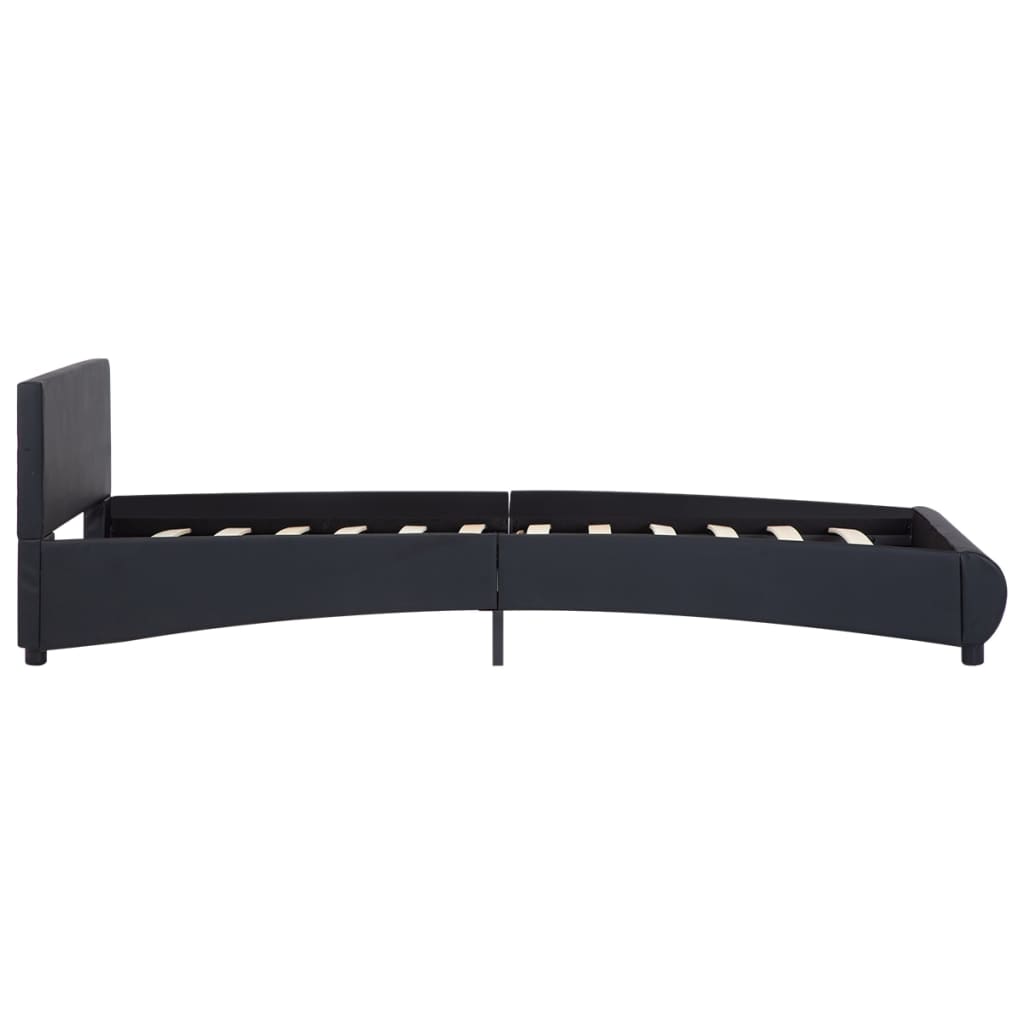 Bedframe Met Led Kunstleer Zwart 90X200 Cm 90 x 200 cm