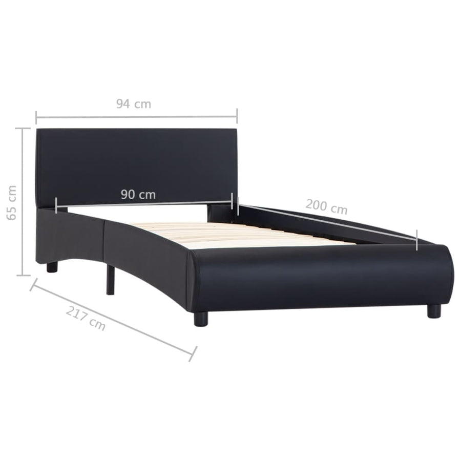 Bedframe Met Led Kunstleer Zwart 90X200 Cm 90 x 200 cm