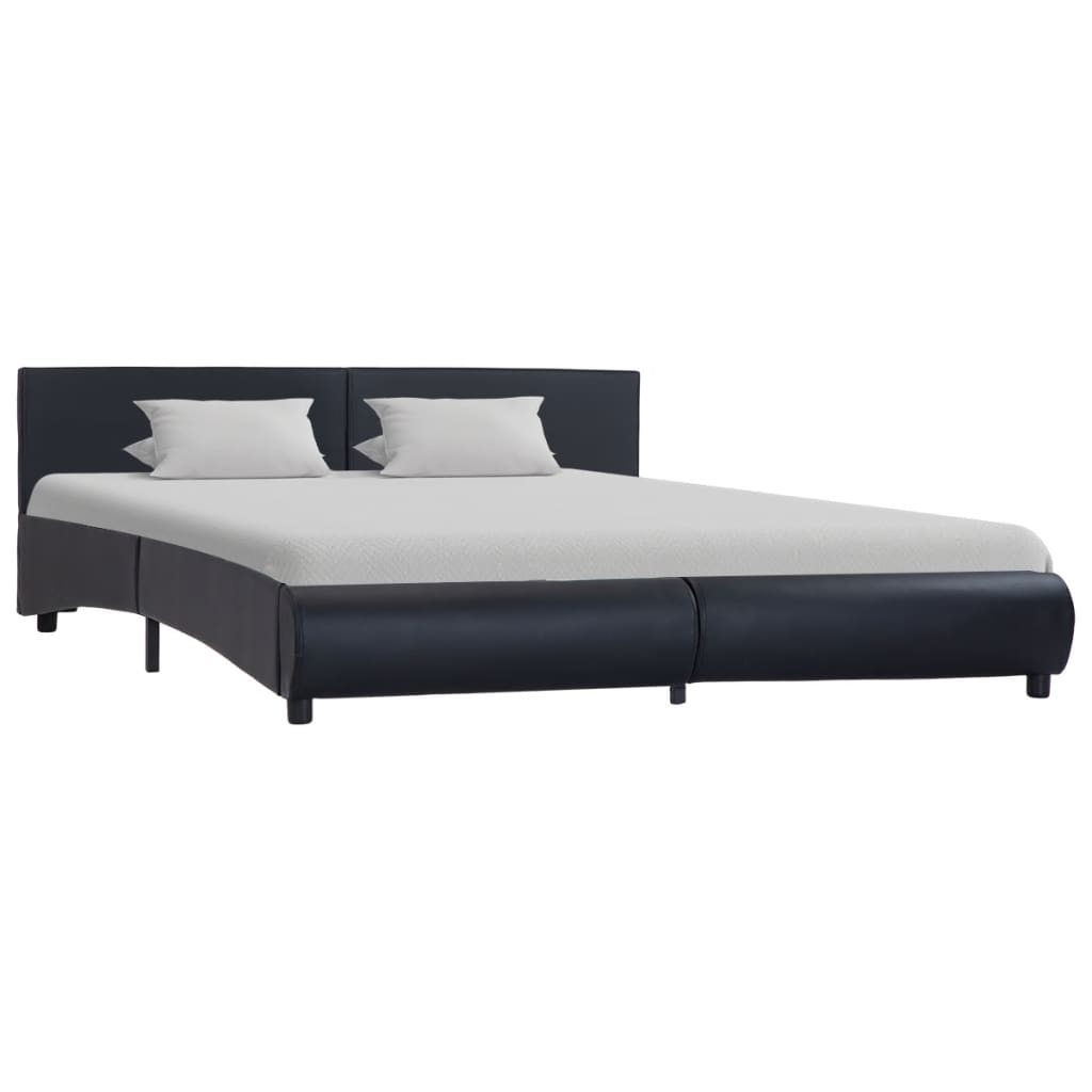 Bedframe Met Led Kunstleer 180 x 200 cm Zwart