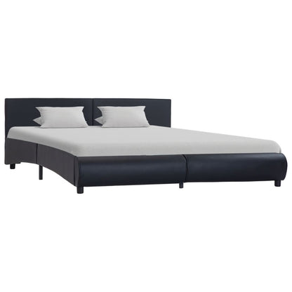 Bedframe Met Led Kunstleer 180 x 200 cm Zwart