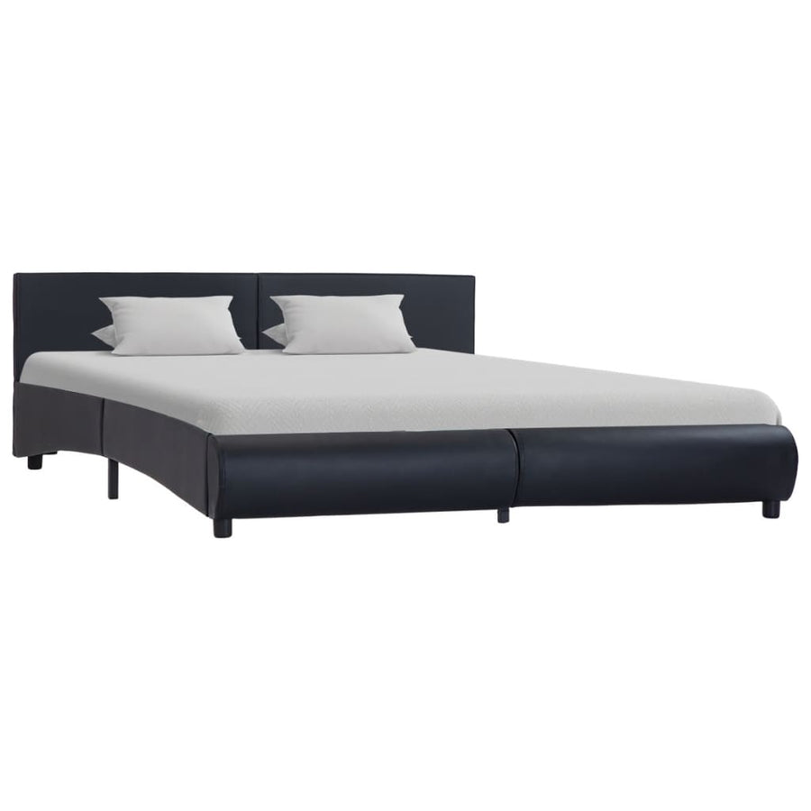 Bedframe Met Led Kunstleer 180 x 200 cm Zwart