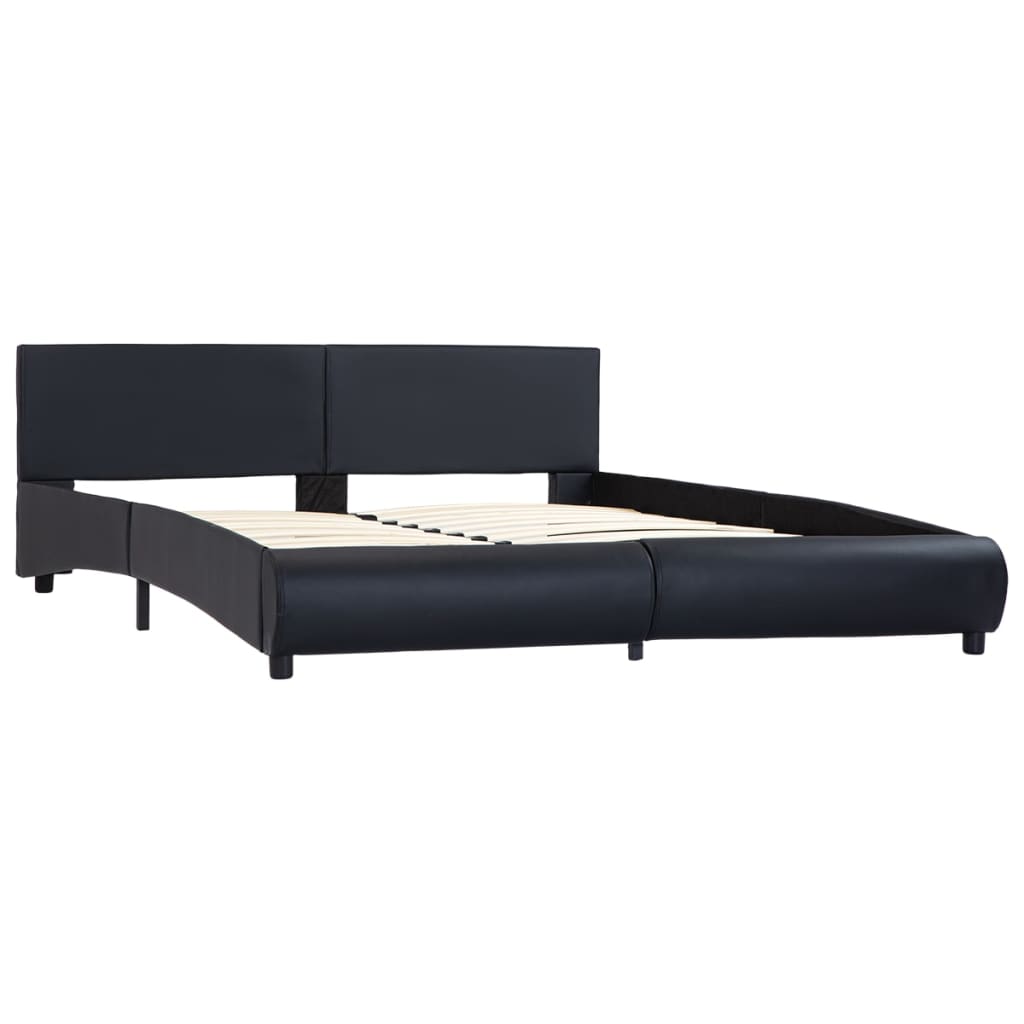 Bedframe Met Led Kunstleer 180 x 200 cm Zwart