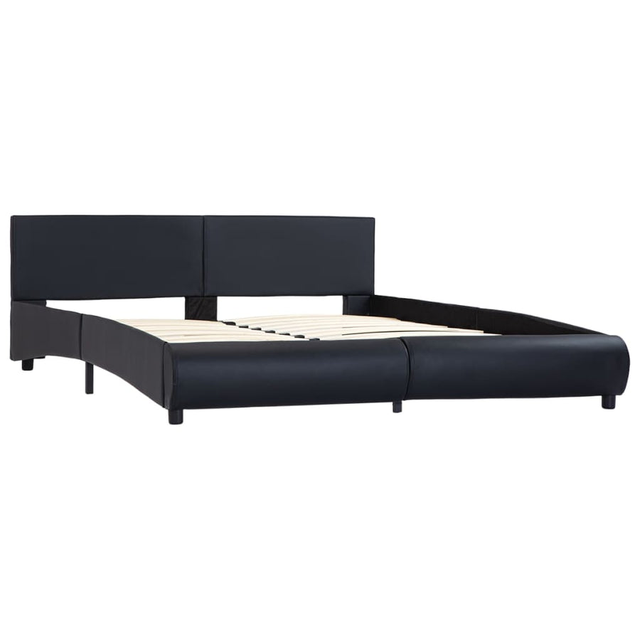 Bedframe Met Led Kunstleer 180 x 200 cm Zwart