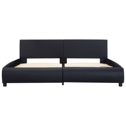 Bedframe Met Led Kunstleer 180 x 200 cm Zwart