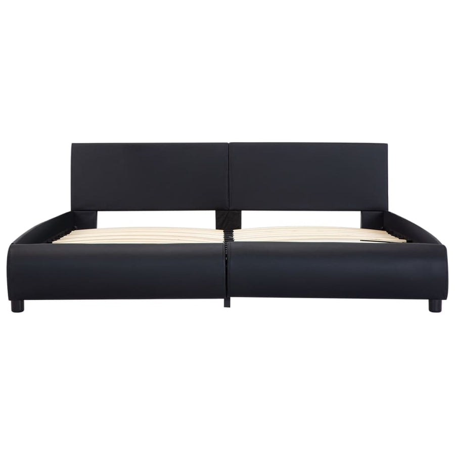 Bedframe Met Led Kunstleer 180 x 200 cm Zwart
