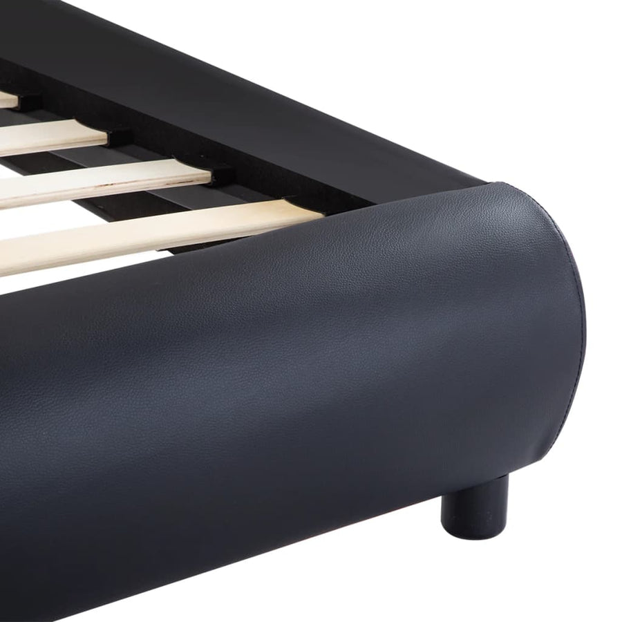 Bedframe Met Led Kunstleer 180 x 200 cm Zwart
