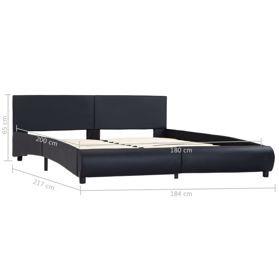 Bedframe Met Led Kunstleer 180 x 200 cm Zwart