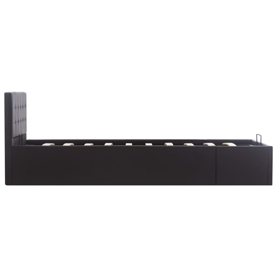 Bedframe Met Opbergruimte Hydraulisch Kunstleer 90 x 200 cm Zwart