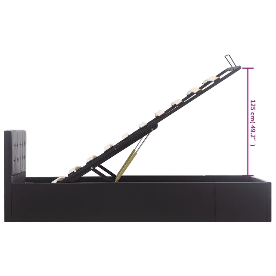 Bedframe Met Opslag Hydraulisch Kunstleer 100 x 200 cm Zwart