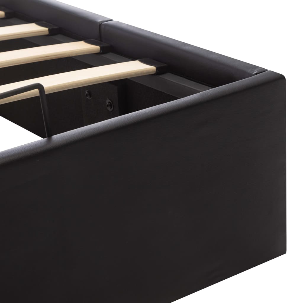 Bedframe Met Opslag Hydraulisch Kunstleer 100 x 200 cm Zwart