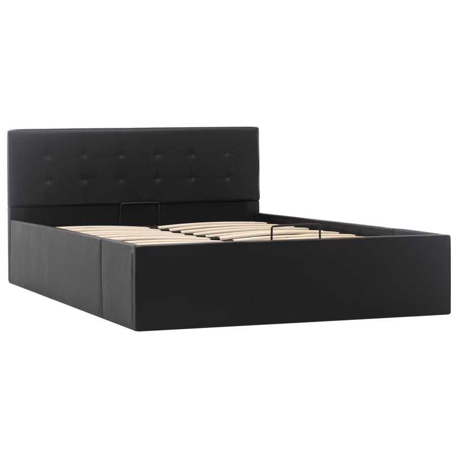 Bedframe Met Opslag Hydraulisch Kunstleer 120 x 200 cm Zwart