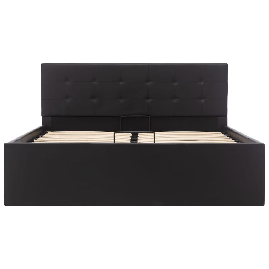 Bedframe Met Opslag Hydraulisch Kunstleer 120 x 200 cm Zwart