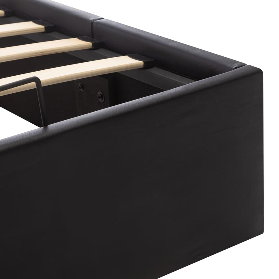 Bedframe Met Opslag Hydraulisch Kunstleer 120 x 200 cm Zwart
