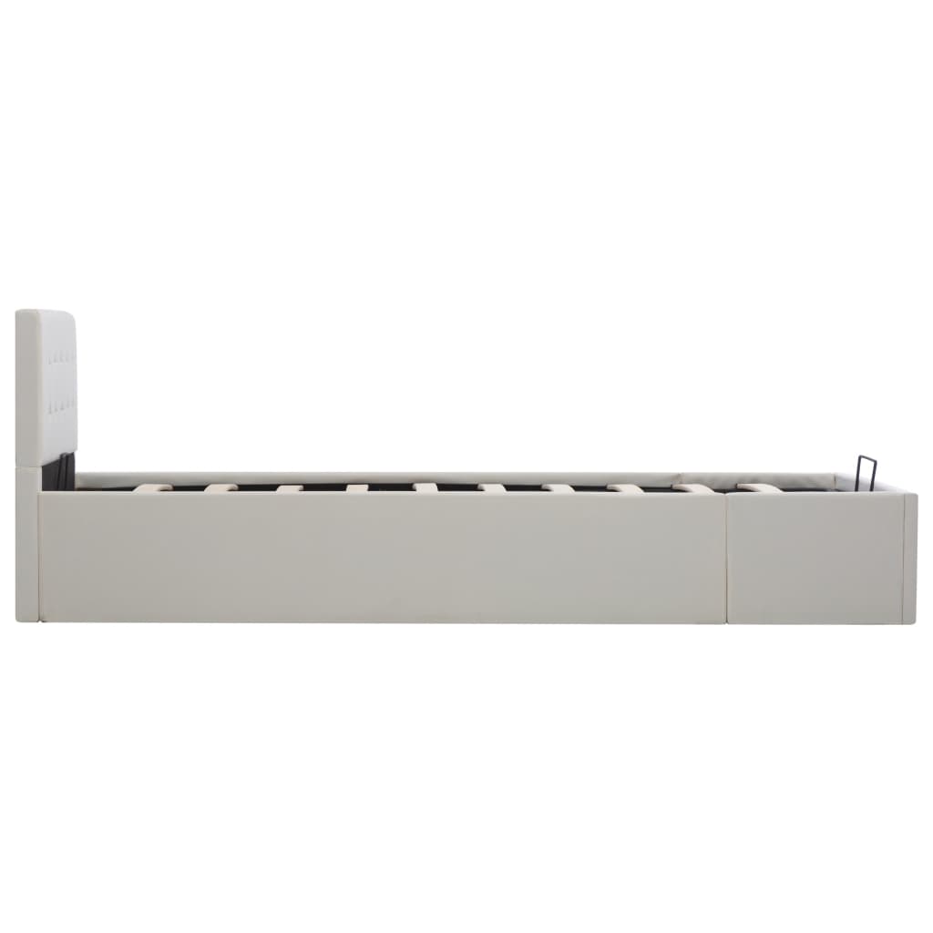 Bedframe Met Opbergruimte Hydraulisch Kunstleer 90 x 200 cm Wit