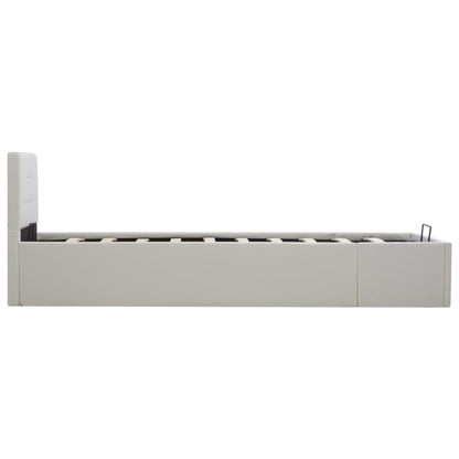 Bedframe Met Opbergruimte Hydraulisch Kunstleer 90 x 200 cm Wit