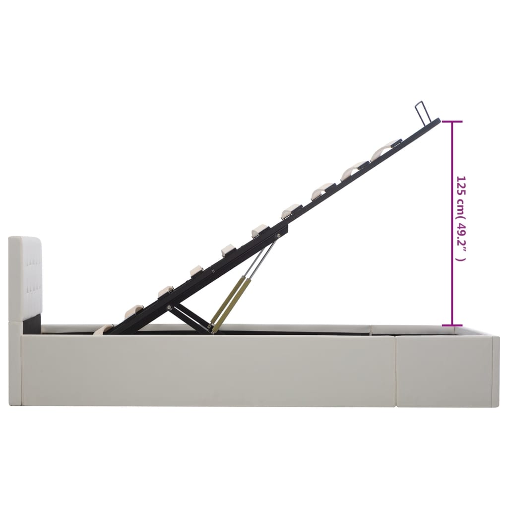 Bedframe Met Opslag Hydraulisch Kunstleer 100 x 200 cm Wit