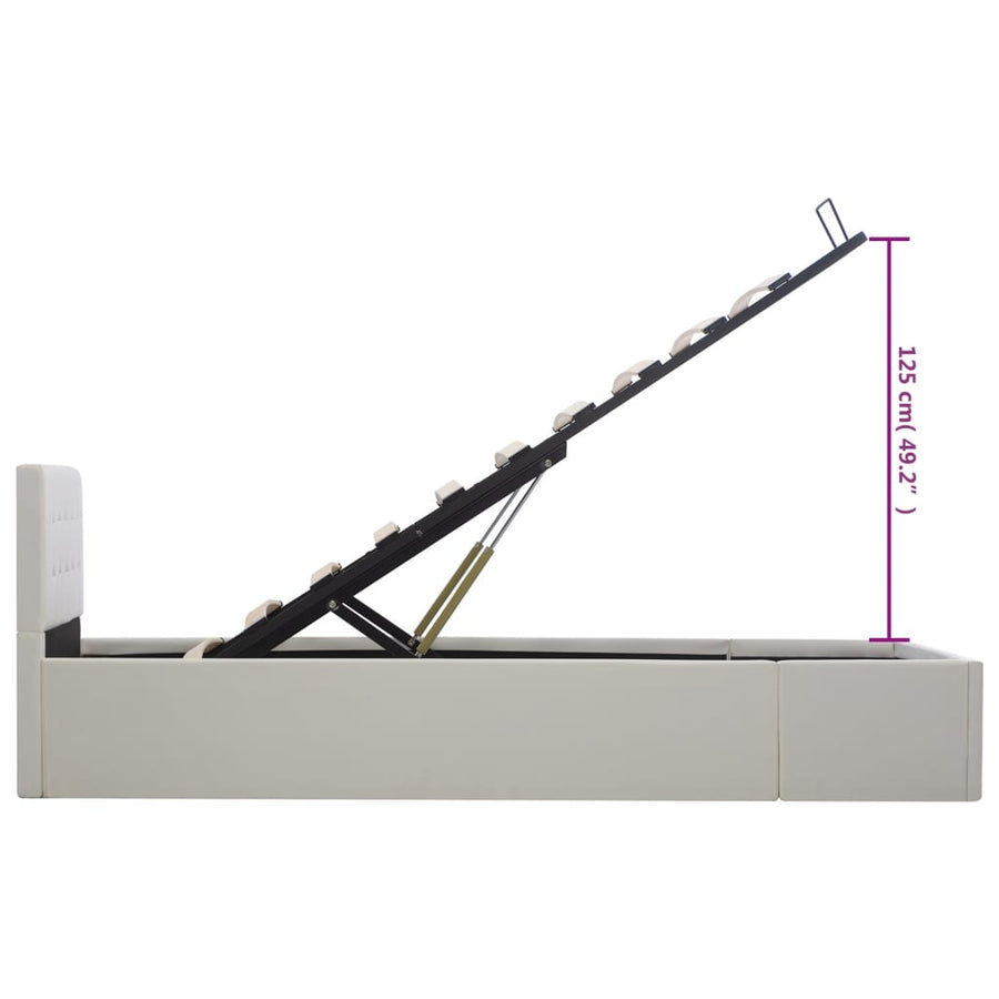 Bedframe Met Opslag Hydraulisch Kunstleer 100 x 200 cm Wit