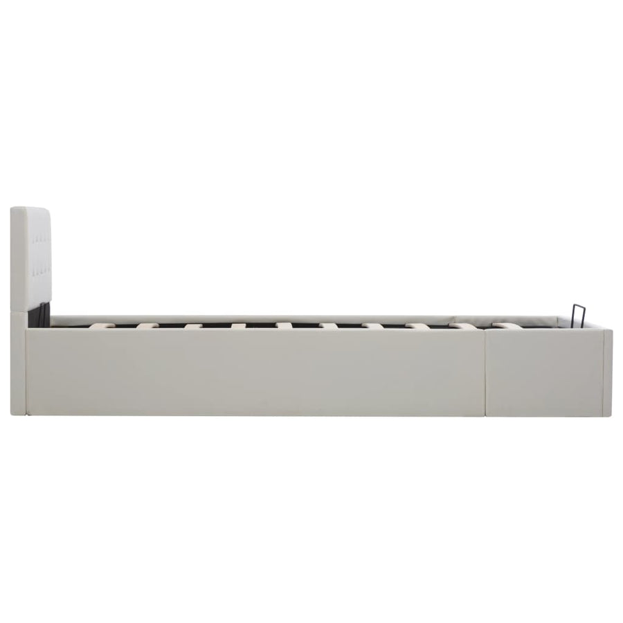 Bedframe Met Opslag Hydraulisch Kunstleer 100 x 200 cm Wit