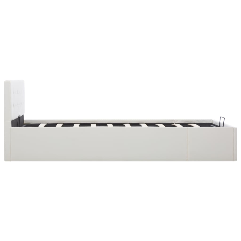 Bedframe Met Opbergruimte Hydraulisch Kunstleer 120 x 200 cm Wit