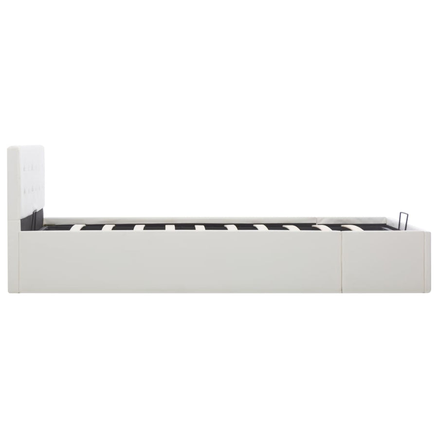 Bedframe Met Opbergruimte Hydraulisch Kunstleer 120 x 200 cm Wit
