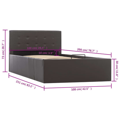 Bedframe Met Opslag Hydraulisch Kunstleer 100 x 200 cm Grijs