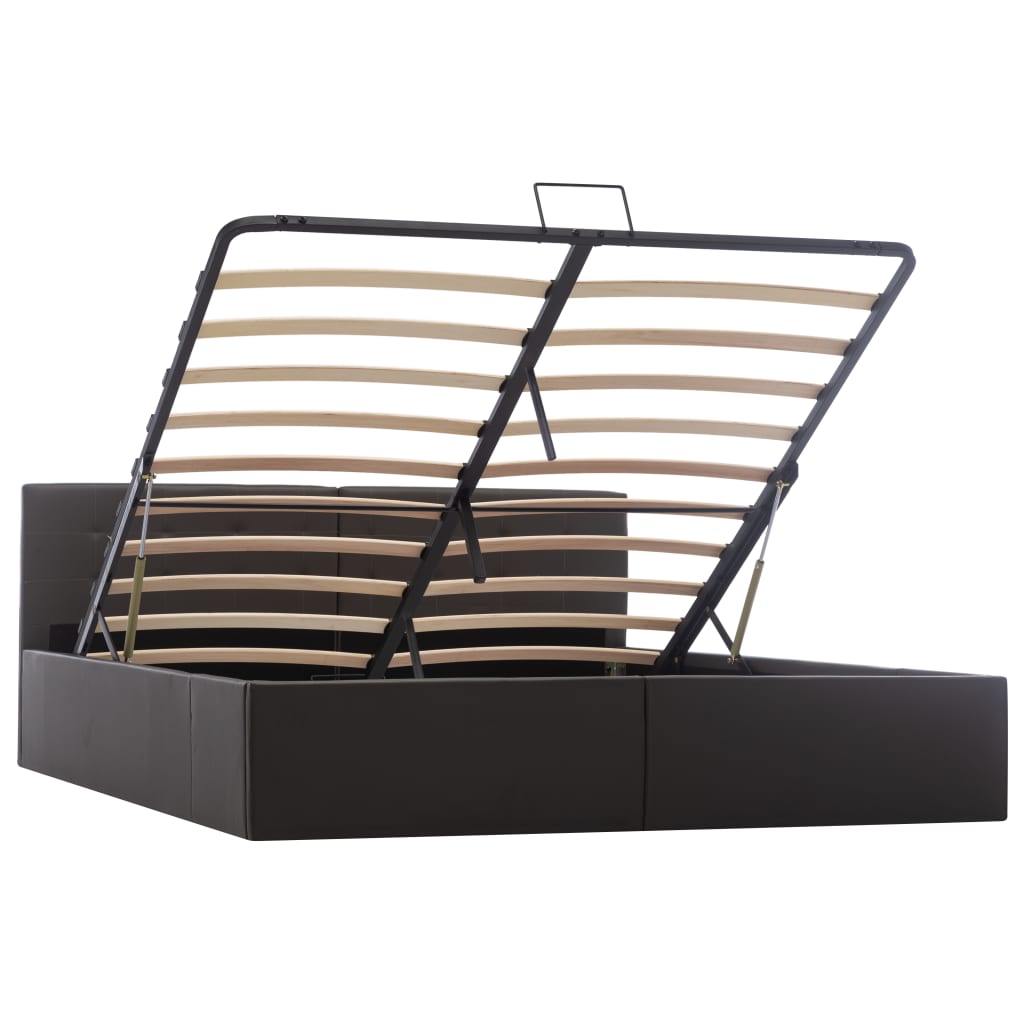 Bedframe Met Opslag Hydraulisch Kunstleer 160 x 200 cm Grijs