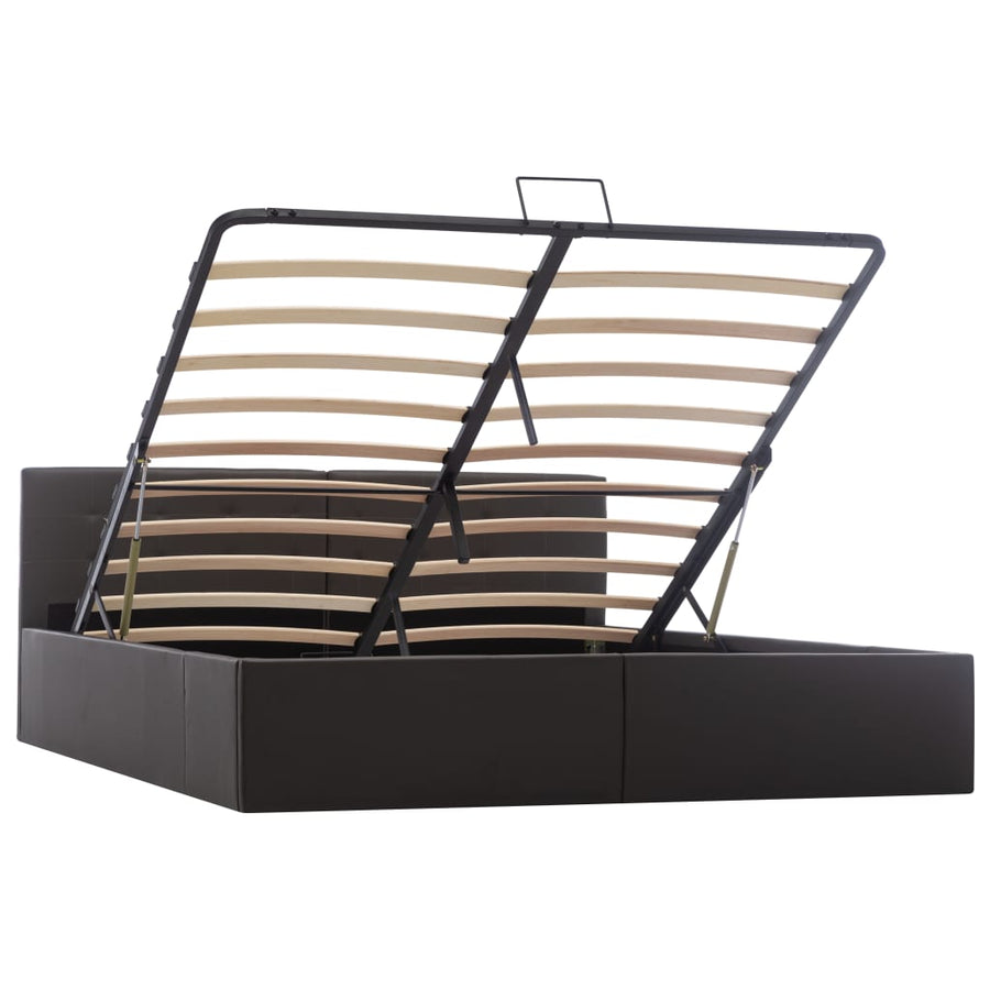 Bedframe Met Opslag Hydraulisch Kunstleer 160 x 200 cm Grijs