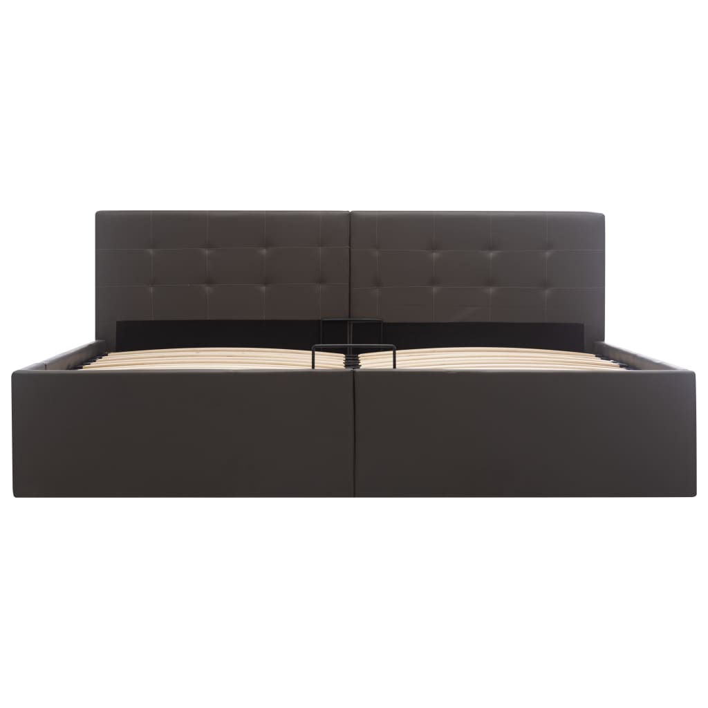 Bedframe Met Opslag Hydraulisch Kunstleer 160 x 200 cm Grijs