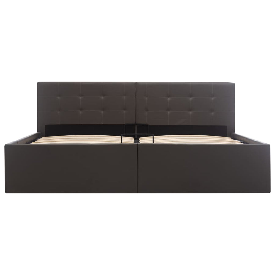 Bedframe Met Opslag Hydraulisch Kunstleer 160 x 200 cm Grijs