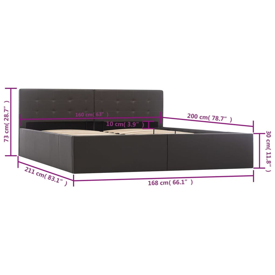 Bedframe Met Opslag Hydraulisch Kunstleer 160 x 200 cm Grijs