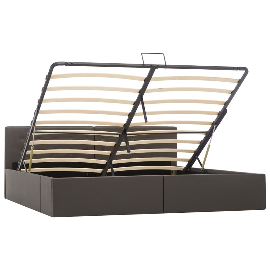 Bedframe Met Opslag Hydraulisch Kunstleer 180 x 200 cm Grijs