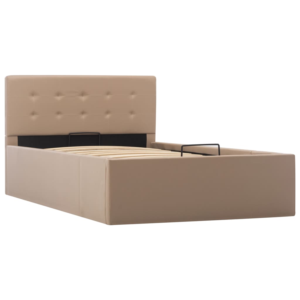 Bedframe Met Opslag Hydraulisch Kunstleer 90 x 200 cm Cappuccino