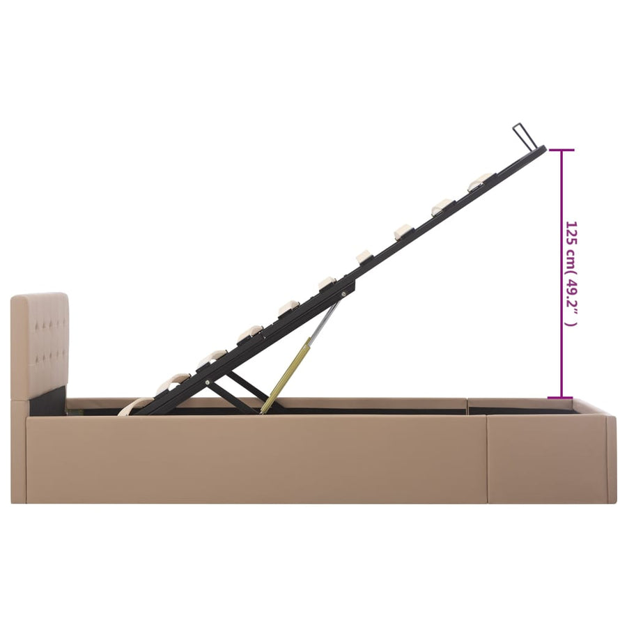 Bedfram Met Opslag Hydraulisch Kunstleer 100 x 200 cm Cappuccino