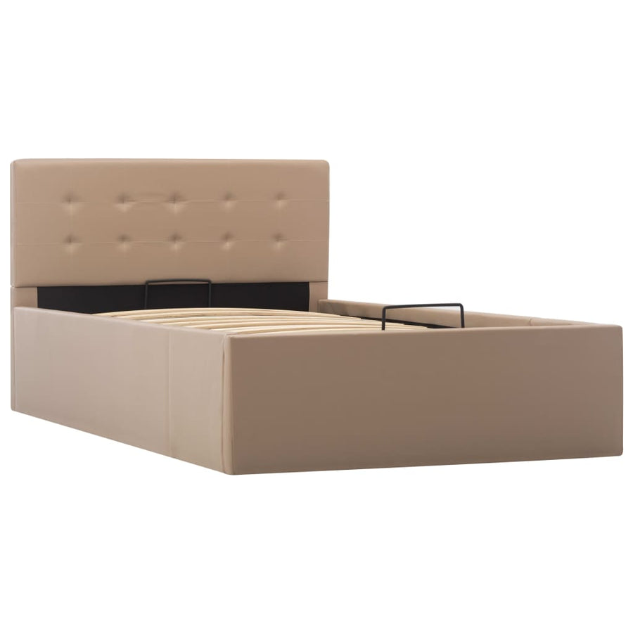 Bedfram Met Opslag Hydraulisch Kunstleer 100 x 200 cm Cappuccino