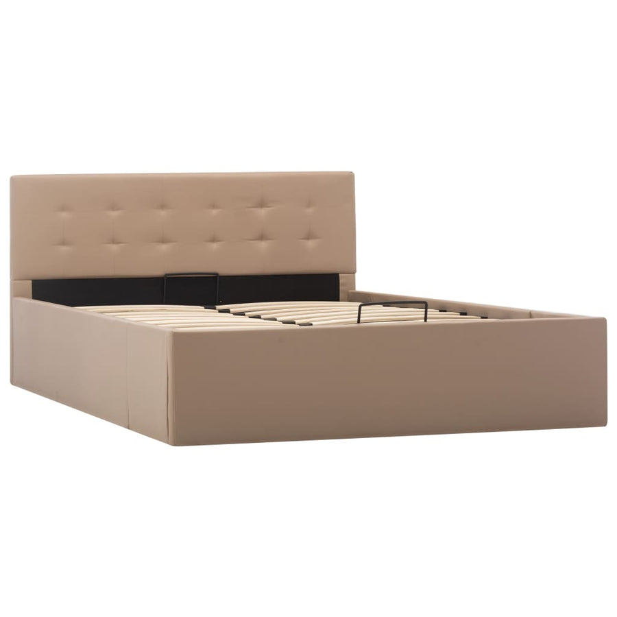 Bedframe Met Opslag Hydraulisch Kunstleer 120 x 200 cm Cappuccino