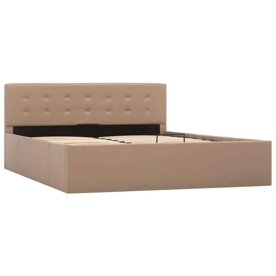 Bedframe Met Opslag Hydraulisch Kunstleer 140 x 200 cm Cappuccino