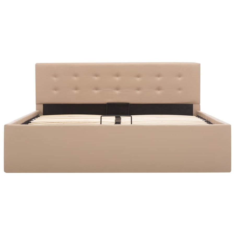 Bedframe Met Opslag Hydraulisch Kunstleer 140 x 200 cm Cappuccino