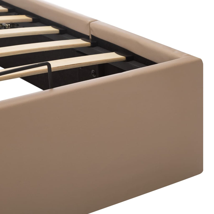 Bedframe Met Opslag Hydraulisch Kunstleer 140 x 200 cm Cappuccino