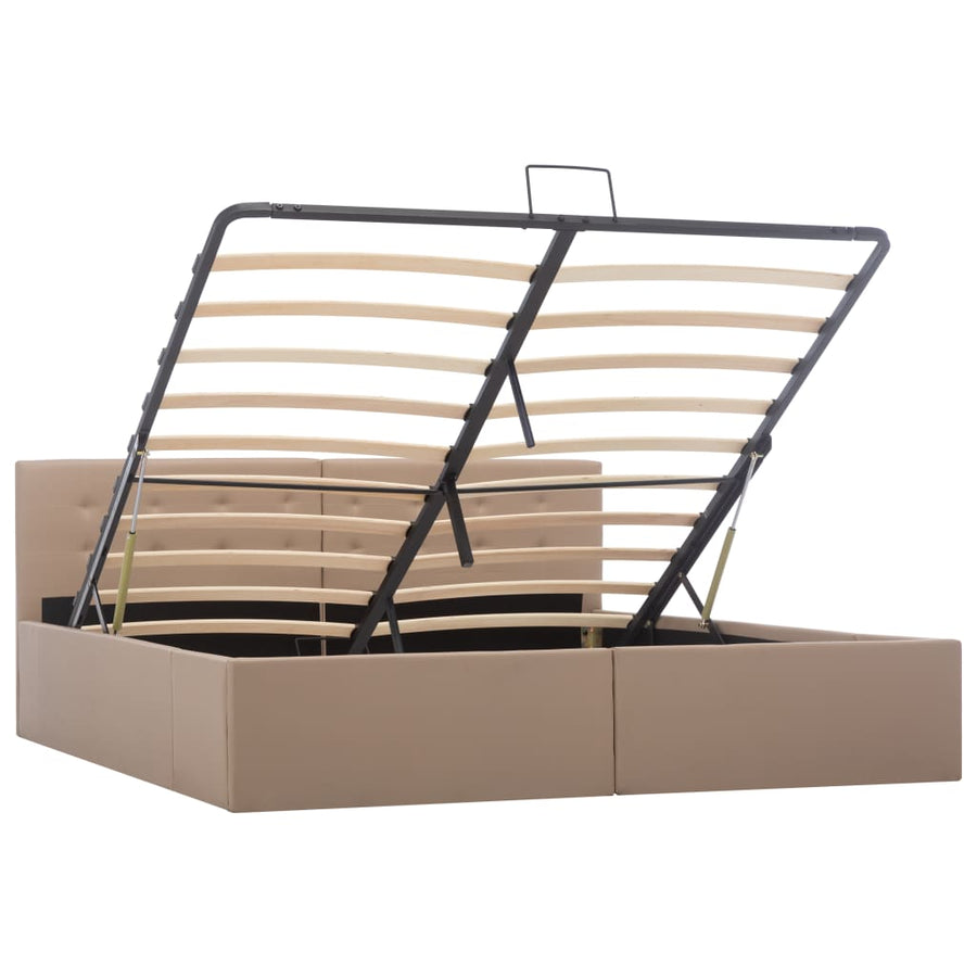 Bedframe Met Opslag Hydraulisch Kunstleer 160 x 200 cm Cappuccino