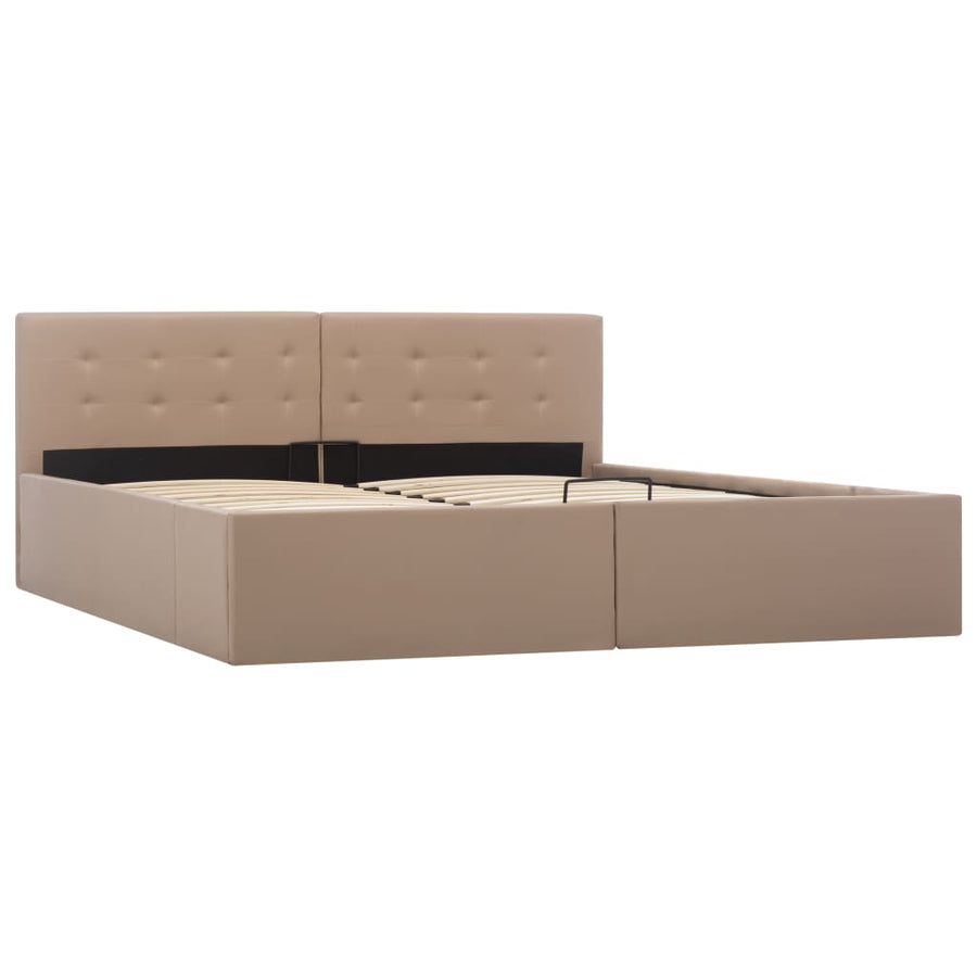 Bedframe Met Opslag Hydraulisch Kunstleer 160 x 200 cm Cappuccino