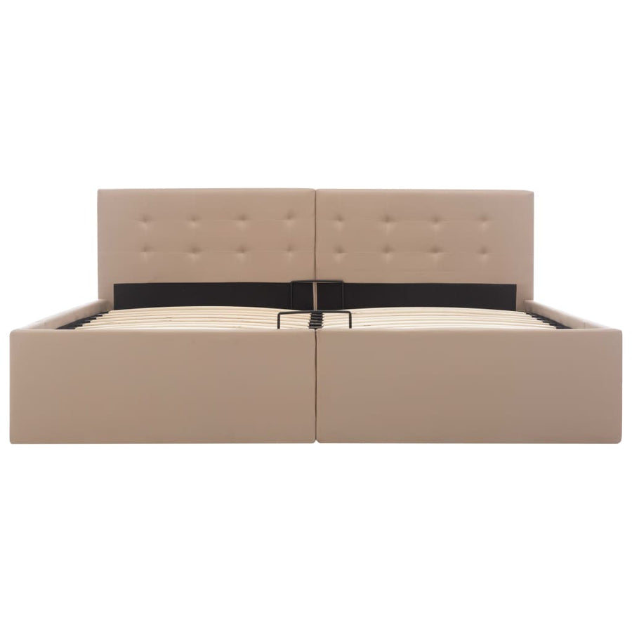 Bedframe Met Opslag Hydraulisch Kunstleer 160 x 200 cm Cappuccino