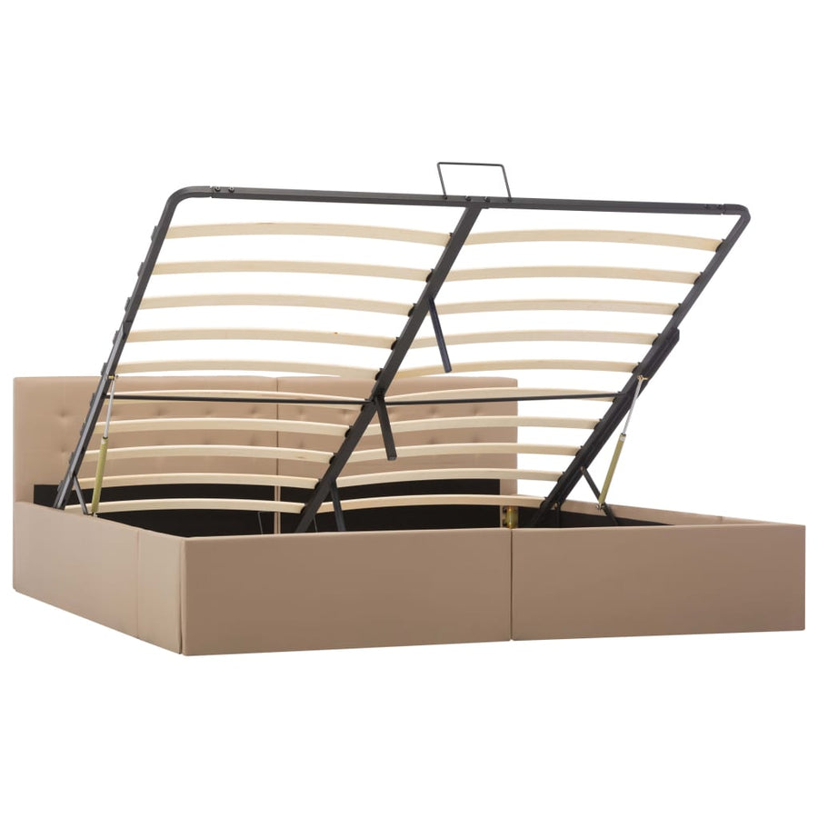 Bedframe Met Opslag Hydraulisch Kunstleer 180 x 200 cm Cappuccino