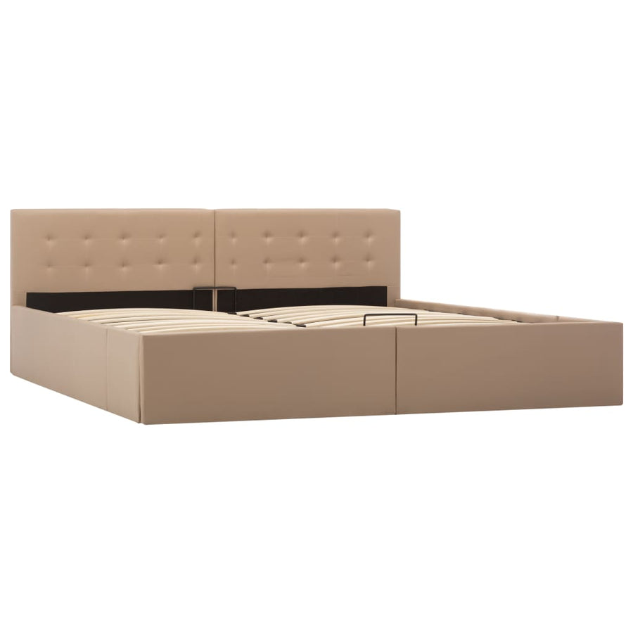 Bedframe Met Opslag Hydraulisch Kunstleer 180 x 200 cm Cappuccino