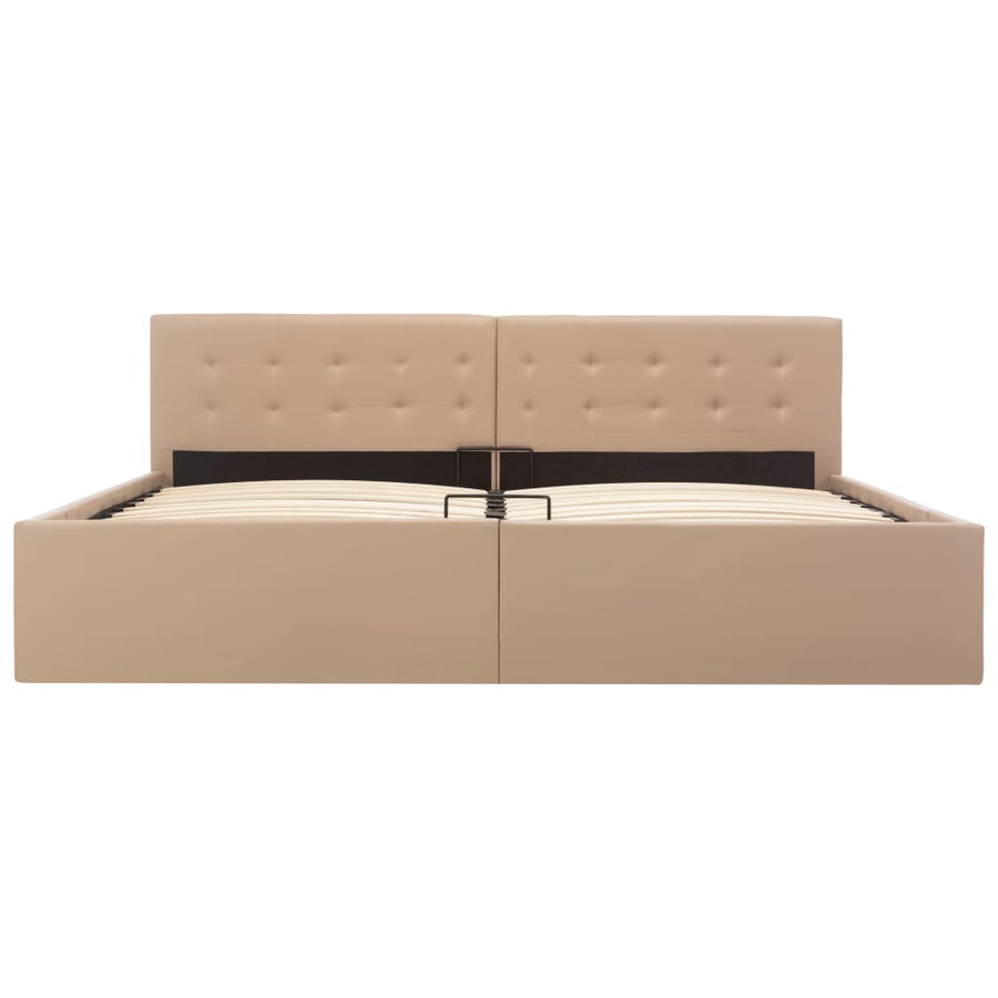 Bedframe Met Opslag Hydraulisch Kunstleer 180 x 200 cm Cappuccino