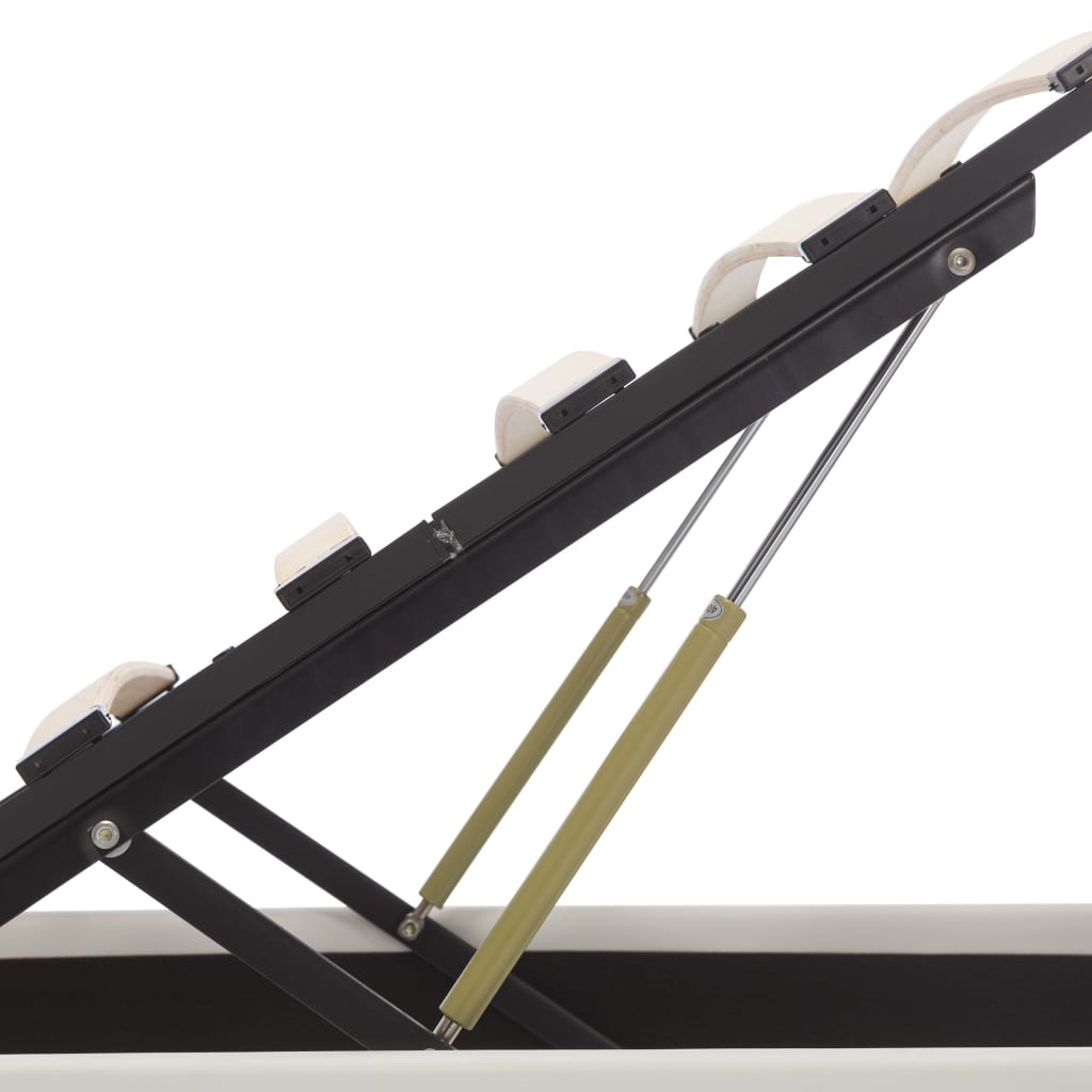 Bedframe Met Opslag Hydraulisch Led Kunstleer Wit 90X200 Cm 90 x 200 cm