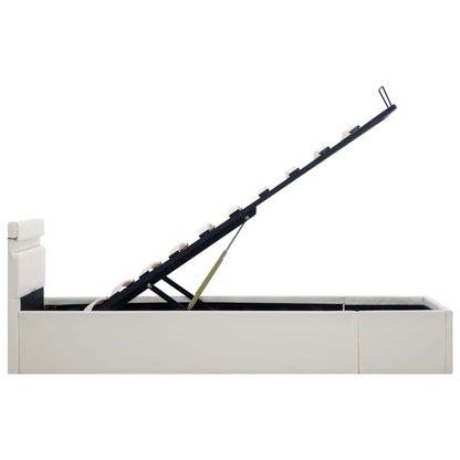 Bedframe Met Opslag Hydraulisch Led Kunstleer Wit 100X200 Cm 100 x 200 cm