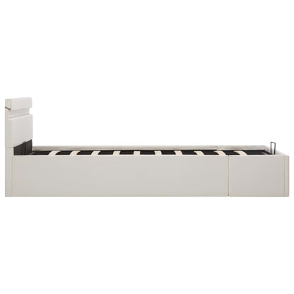 Bedframe Met Opslag Hydraulisch Led Kunstleer Wit 120X200 Cm 120 x 200 cm