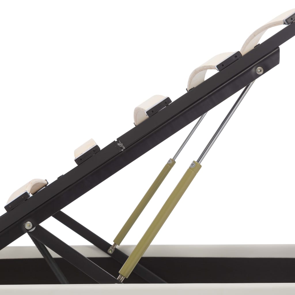 Bedframe Met Opslag Hydraulisch Led Kunstleer Wit 160X200 Cm 160 x 200 cm