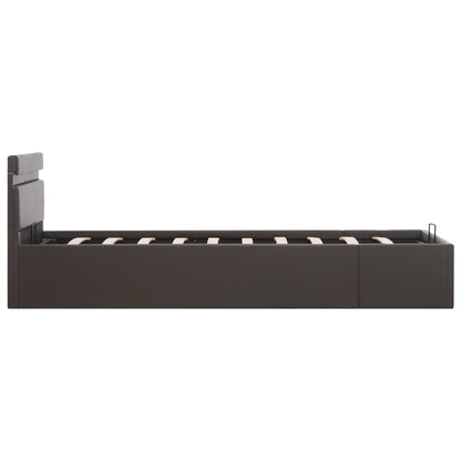 Bedframe Met Opslag Hydraulisch Led Kunstleer Grijs 90X200 Cm 90 x 200 cm