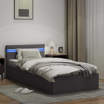 Bedframe Met Opslag Hydraulisch Led Kunstleer 100 x 200 cm Grijs